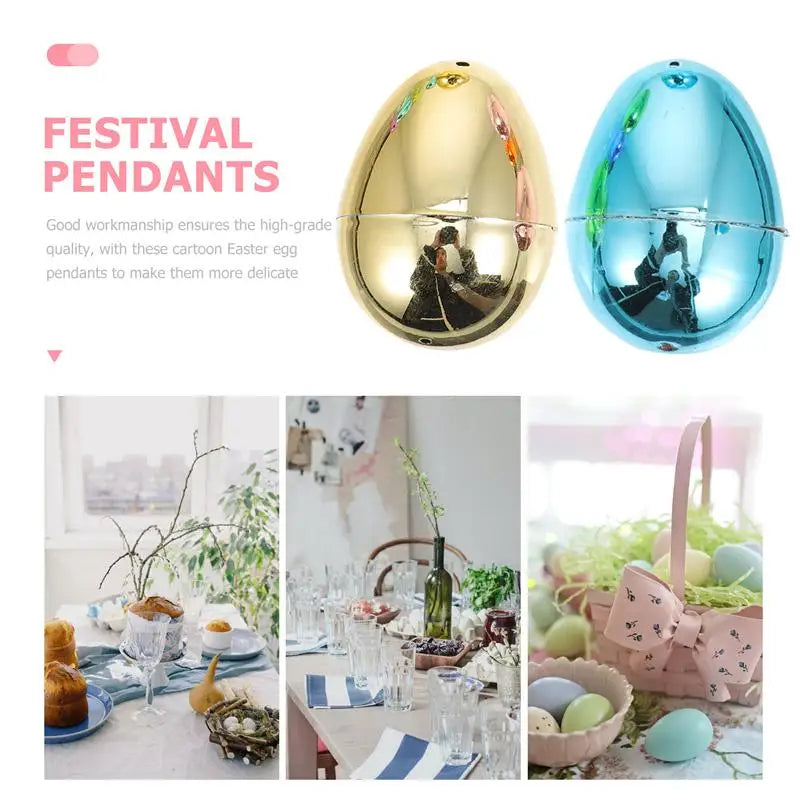 24pcs Bright Plating Empty Easter Egg Easter Eggs Happy Easter Decorations Eggs DIY Craft Plastic Fillable Easter Egg Ornament - Xilmart