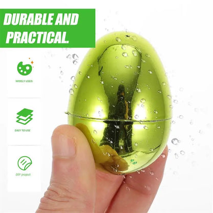 24pcs Bright Plating Empty Easter Egg Easter Eggs Happy Easter Decorations Eggs DIY Craft Plastic Fillable Easter Egg Ornament - Xilmart