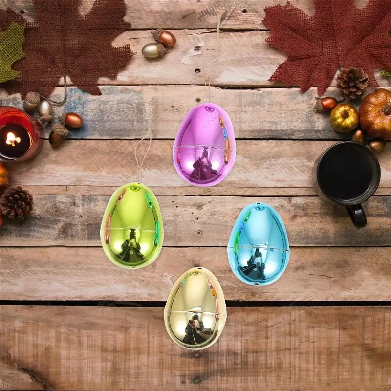 24pcs Bright Plating Empty Easter Egg Easter Eggs Happy Easter Decorations Eggs DIY Craft Plastic Fillable Easter Egg Ornament - Xilmart